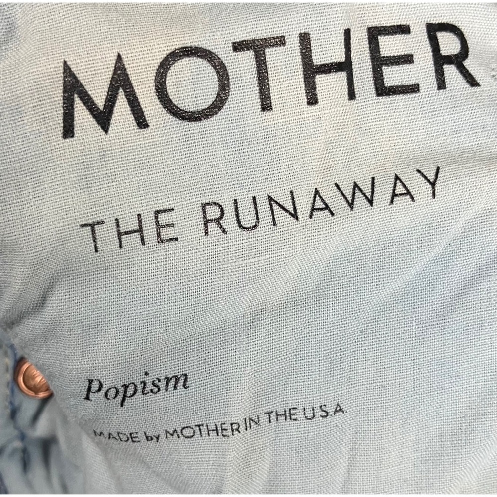 Mother The Runaway Popism Blue Flare Jeans Raw Hem High Rise Size 24 Made in USA - Picture 11 of 15